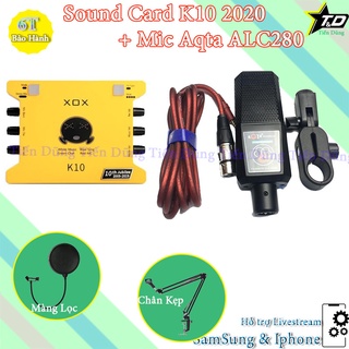 Mua Mic Thu Âm AQTA ALC-280 Sound Card k10 2020 Kèm Dây live stream Đi Chân Kẹp Màng- Bộ livestream Sound card k10 cực chất