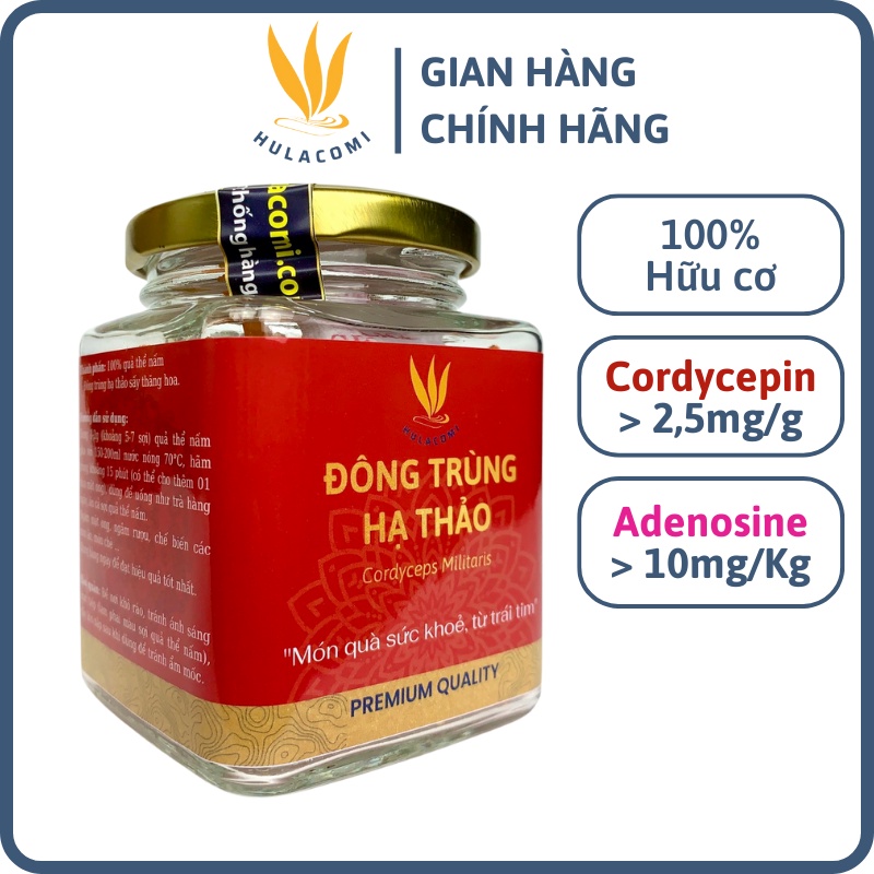 Đông trùng hạ thảo HuLaCoMi 10g sấy thăng hoa HL01 - Loại tiêu chuẩn hũ thủy tinh