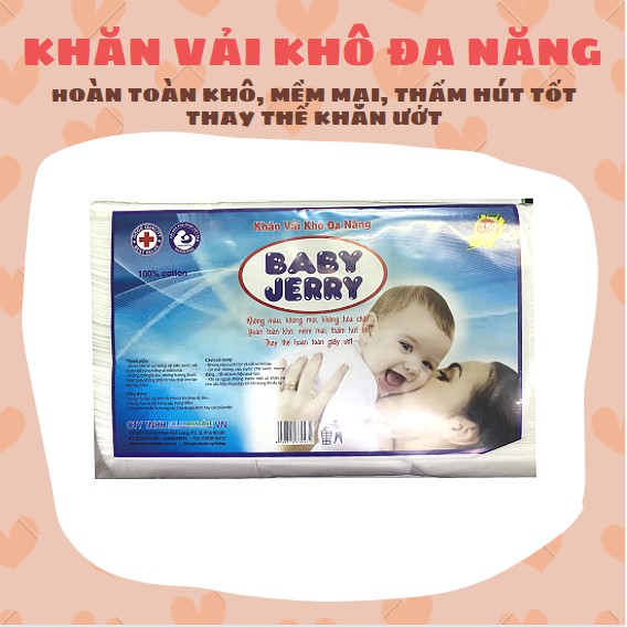 Khăn vải khô đa năng Baby JERRY 🍀FREESHIP 🍀 Gói 350gr Siêu mềm mịn, an toàn thay thế khăn ướt