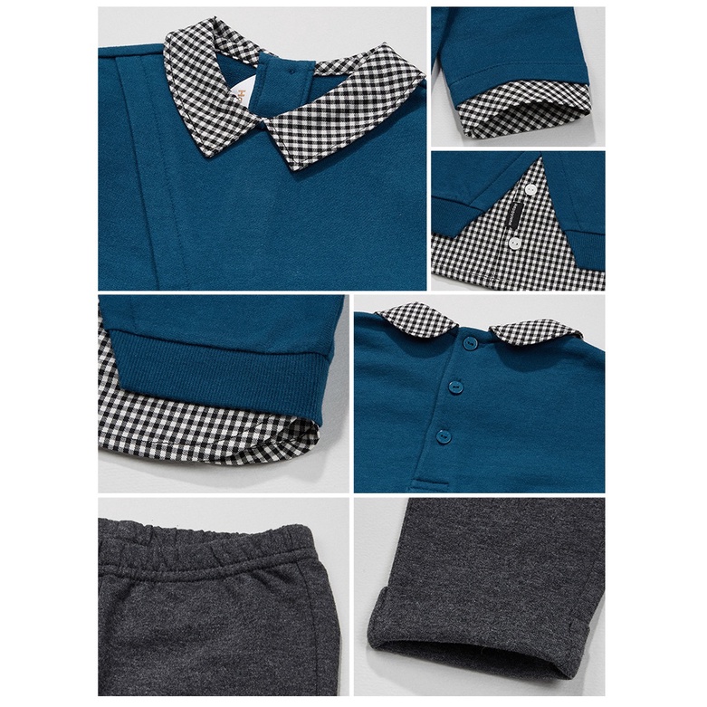 Bộ nỉ da cá cổ áo sơ mi cho bé trai BHL010