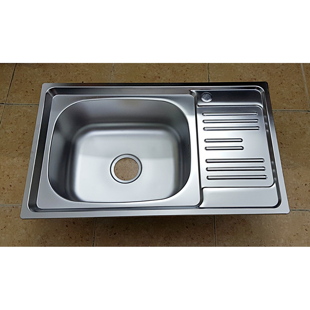 Chậu rửa chén bát inox SUS 304 một hộc,có bàn chờ - tặng bộ xả