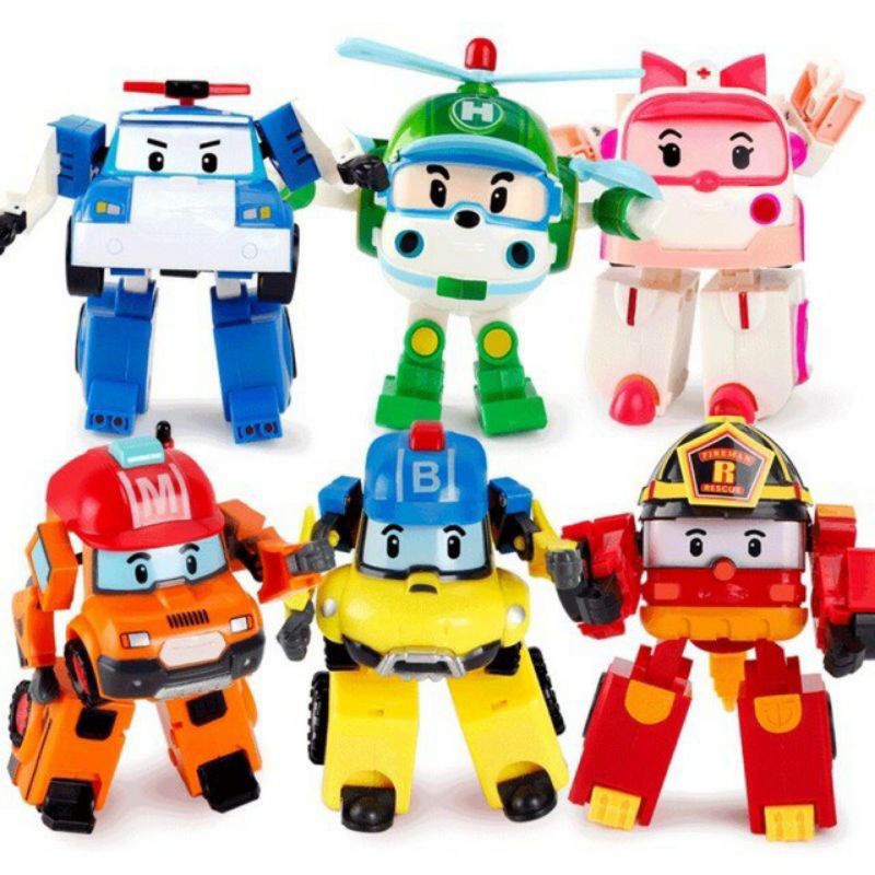 Hộp đồ chơi biệt đội 6 xe Robocar Poli biến hình