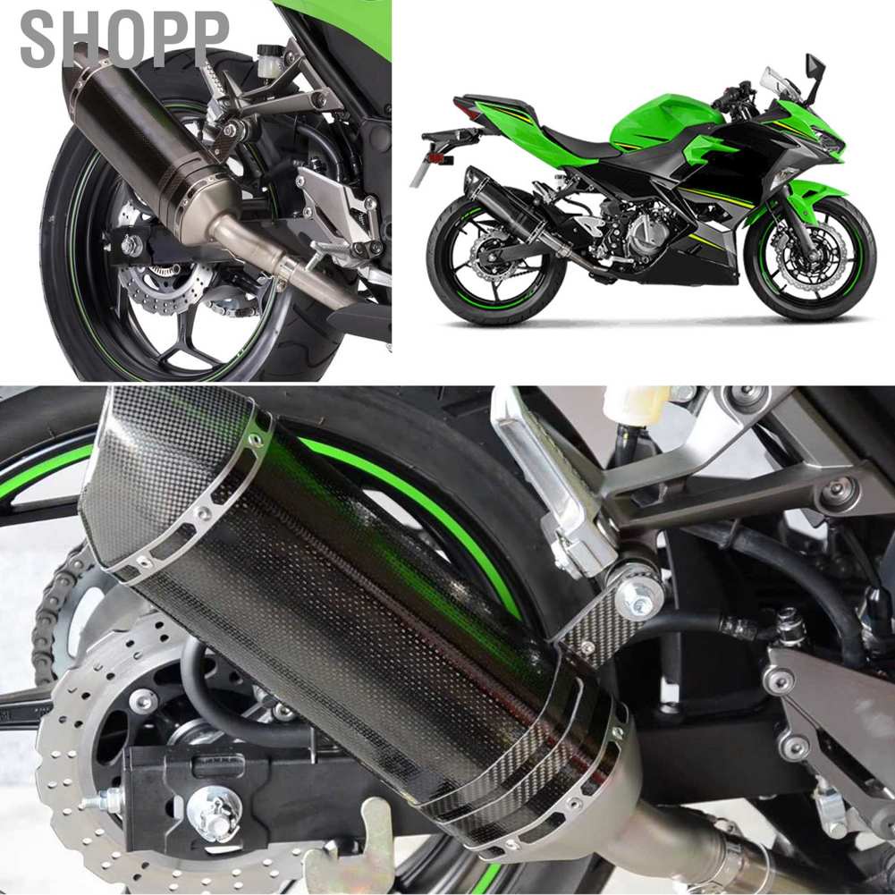 Shopp tamaloha Exhaust System Mid‑Pipe + Carbon Fiber Style Slip‑On Muffler with DB Killer Fit for Kawasaki Ninja 400 Z400 2018‑2020