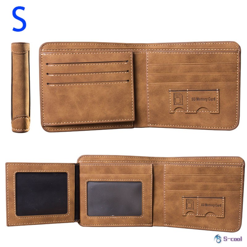 Vintage Men Wallet PU Leather Short/Long Purse Men's Three Folds Card Slots Wallet