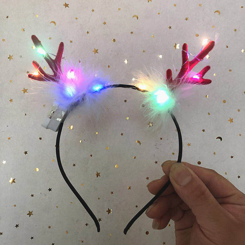 2022 Christmas Băng Đô Cài Tóc Phát Sáng Phong Cách Giáng Sinh