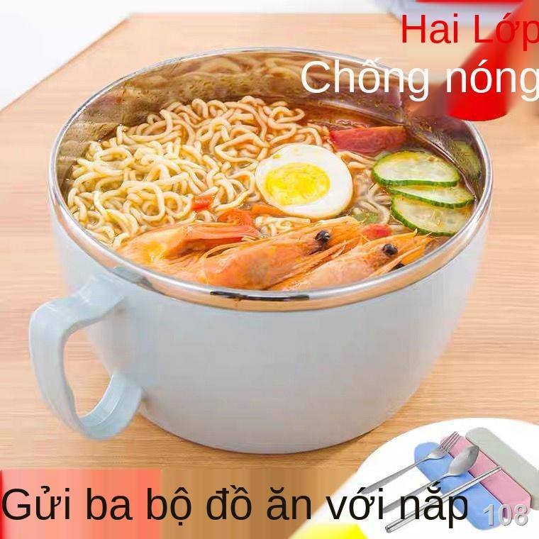 EBát mì ăn liền phong cách Hàn Quốc và Nhật Bản bằng thép không gỉ Cốc mì ăn liền ký túc xá sinh viên Hộp cơm Chén đựng