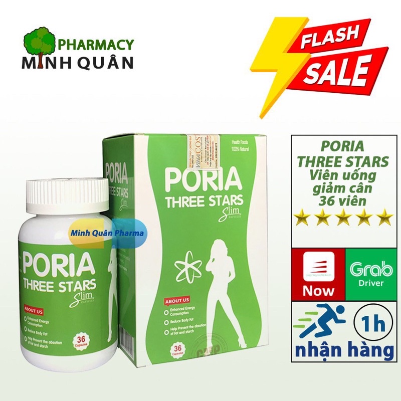 Ba Sao Poria Three Stars Slim Capsules Phục Linh⚡ HÀNG CHÍNH HÃNG⚡Hộp36Viên- an toàn, không mệt- MINH QUÂN