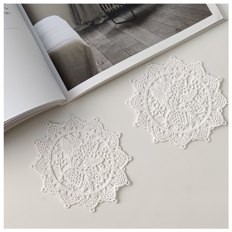 Đế lót ly ren kiểu Pháp cổ điển / Khăn trải bàn ren họa tiết phong cách vintage