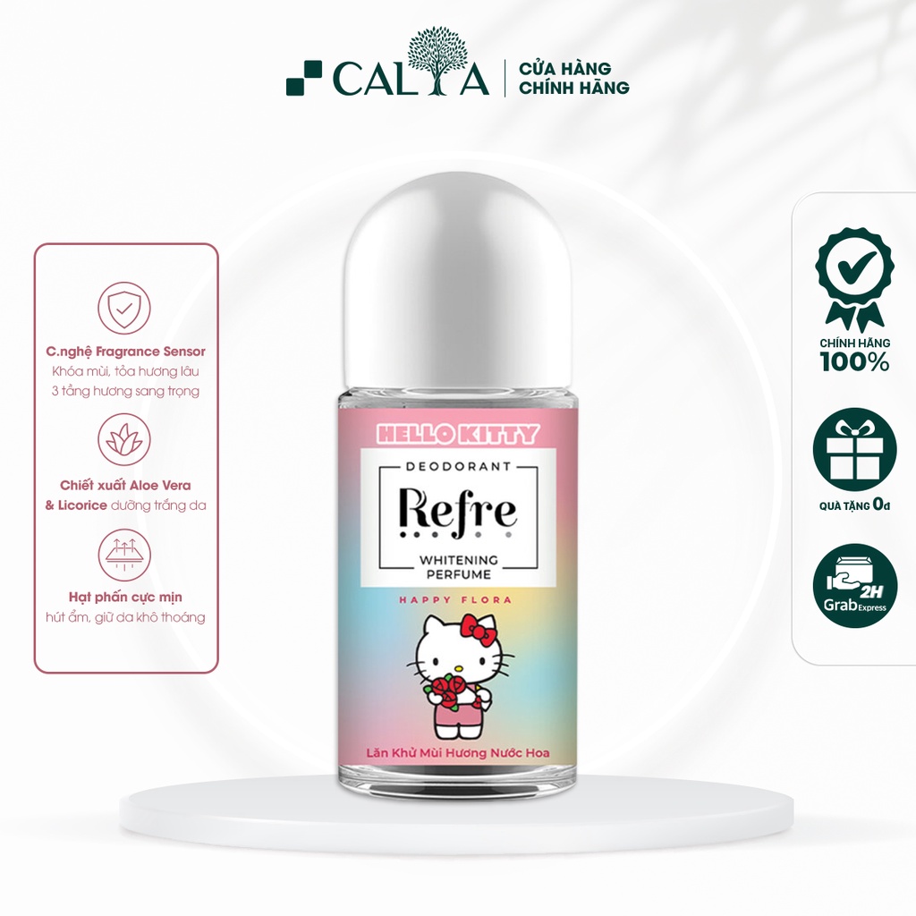 Lăn Khử Mùi Refre Hương Hạnh Phúc, Dưỡng Trắng, Hương Nước Hoa - Refre Whitening Roll-on 40ml