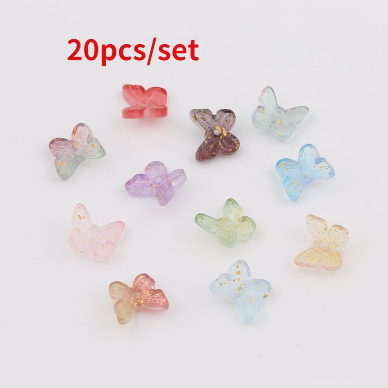 Bộ 20 mặt dây chuyền hình bướm kính đính đá chất lượng cao