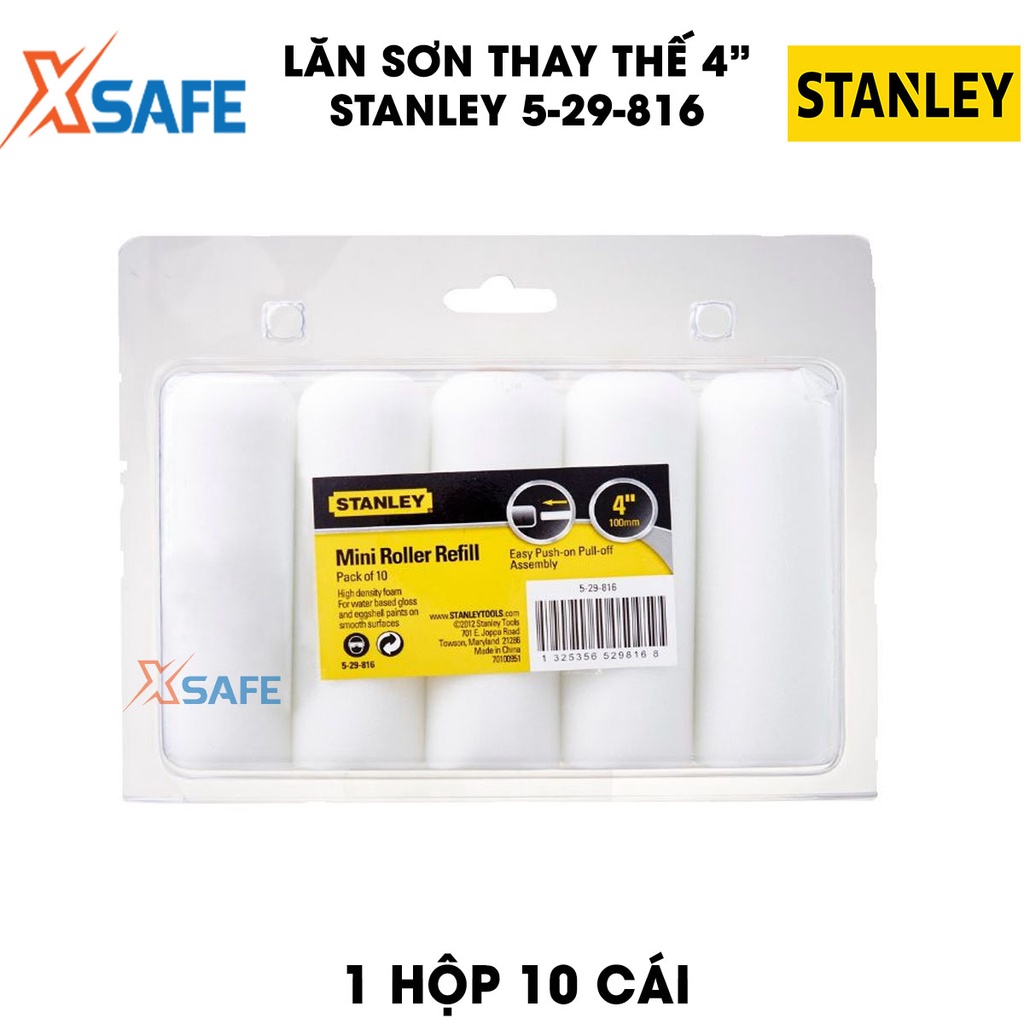 Lăn sơn thay thế 4inch/10cm STANLEY 5-29-816 bộ 10 cái Lăn sơn Stanley vải bông mềm mịn, dễ dàng tháo lắp - XSAFE