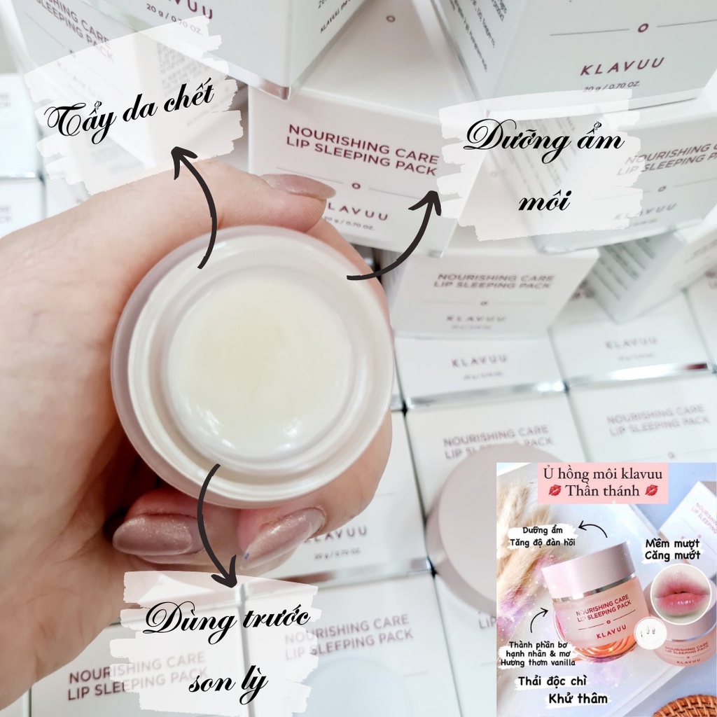 Mặt Nạ Ngủ Môi Klavuu Mask ủ môi hồng 20g