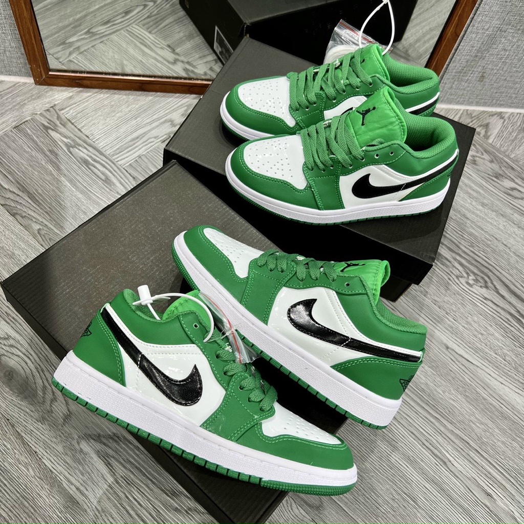 Giày Nam Nữ_Jordan_Cổ Thấp Màu Xanh Lá Có Giây Phụ Full Box