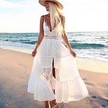 Đầm maxi 2 dây phối ren phong cách bobo gợi cảm dành cho nữ