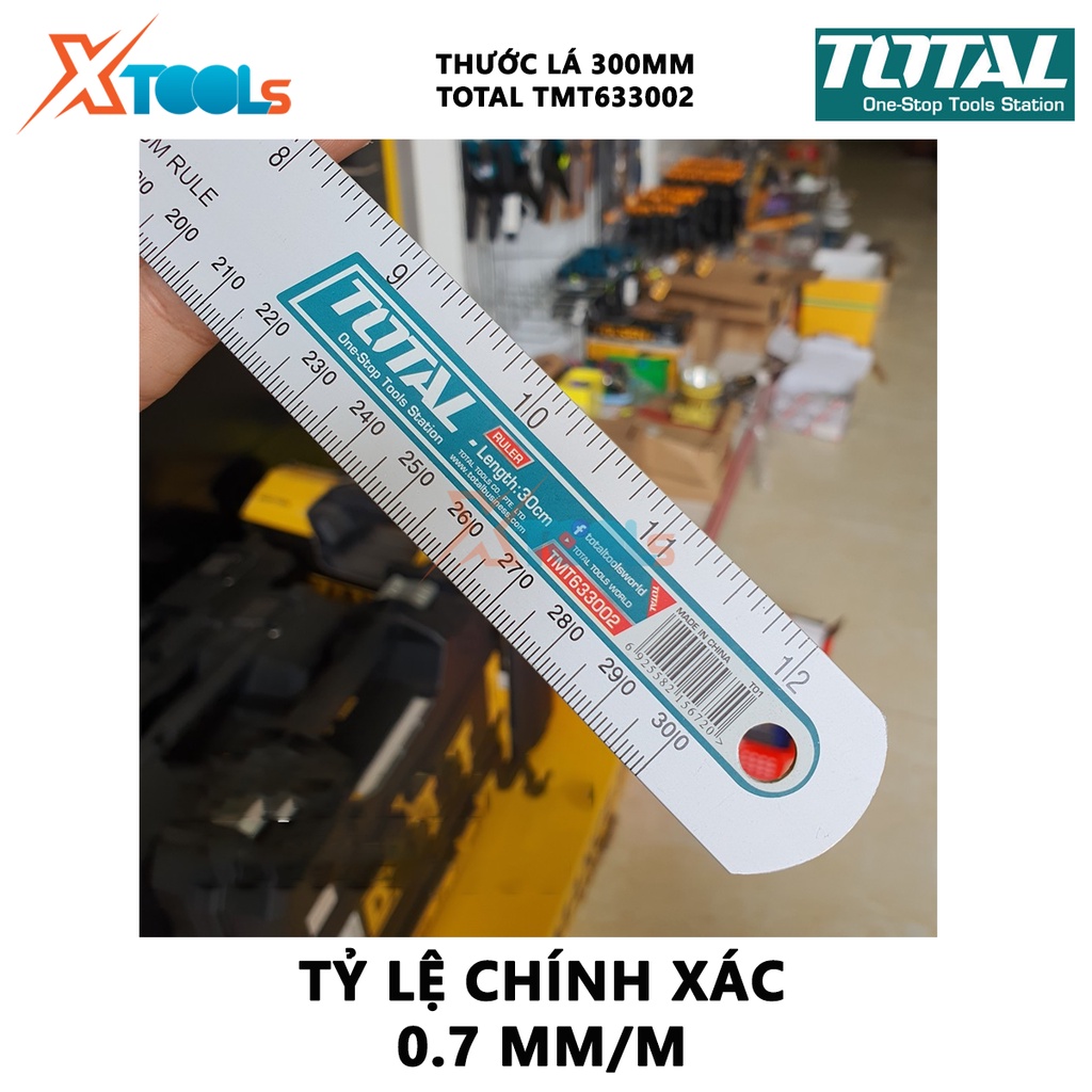 Thước đo TOTAL TMT633002 | thước lá Chiều dài 30cm, Chiều rộng 3cm, Chất liệu nhôm anodized, Tỷ lệ chính xác 0,7mm / m [