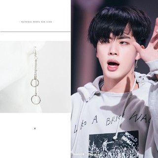 Bông tai Star Beauty BTS Bulletproof Boys FAKE LOVE Jin Shuozhen JIN đôi khuyên tai hình tròn