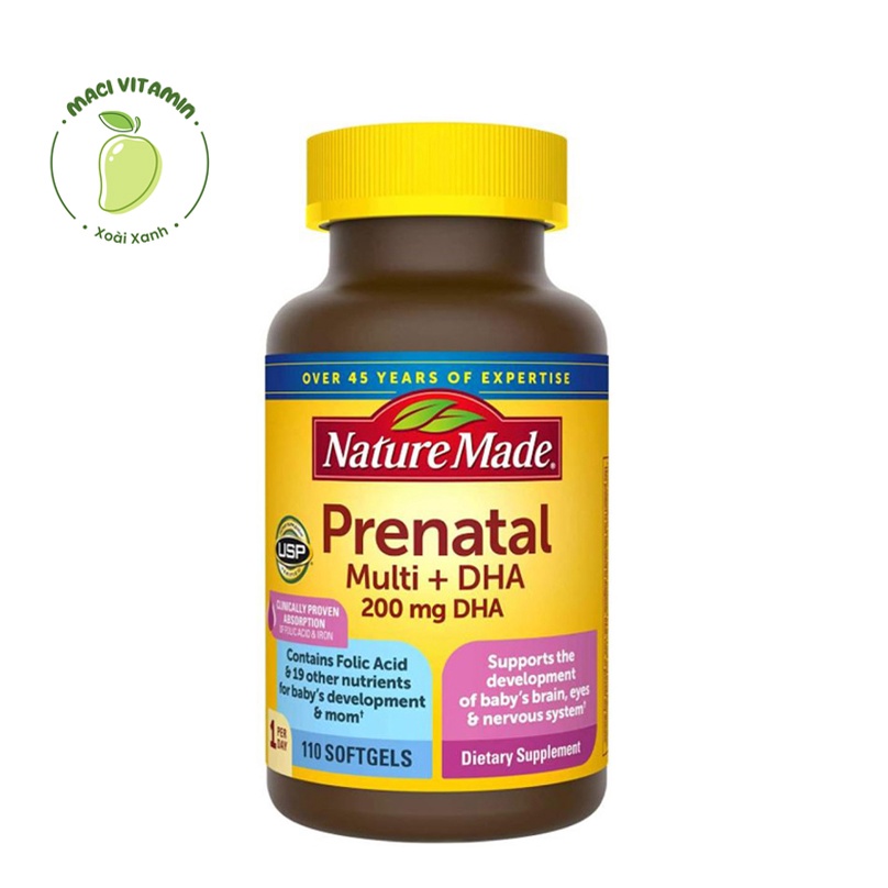 Vitamin Tổng Hợp Cho Mẹ Bầu - NATURE MADE - Prenatal Vitamin + DHA - 110 viên