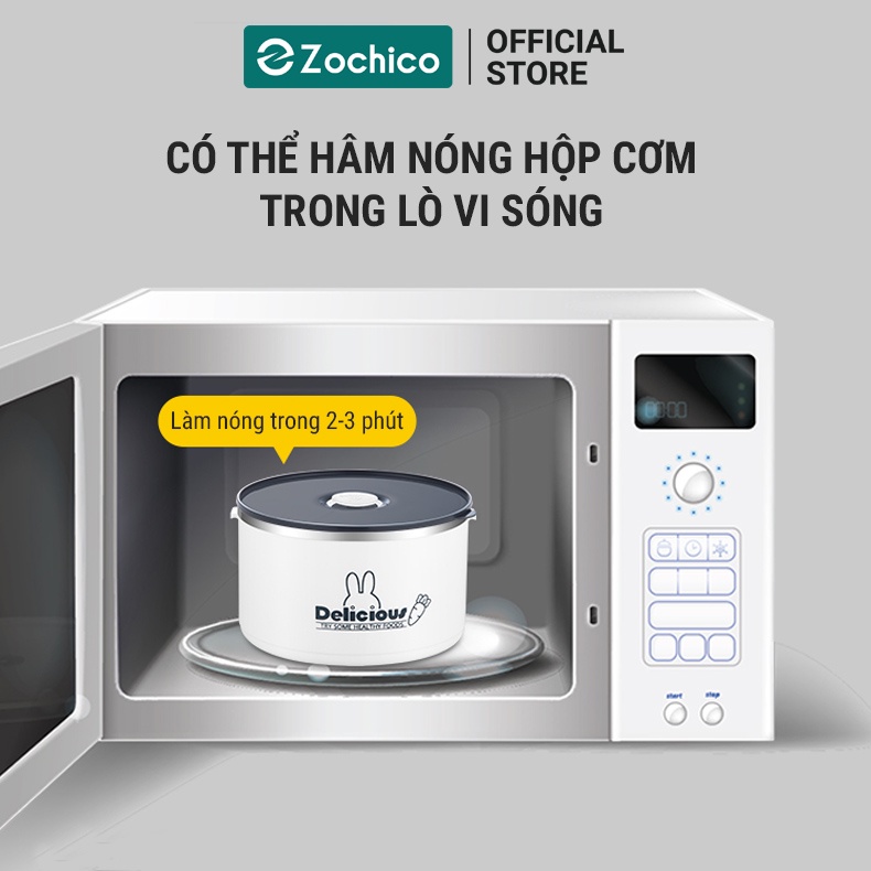 Hộp cơm giữ nhiệt 3 tầng và 4 tầng, hộp đựng cơm chất liệu inox 304, dung tích 3100ml kèm muỗng đũa và túi nhiệt Zochico