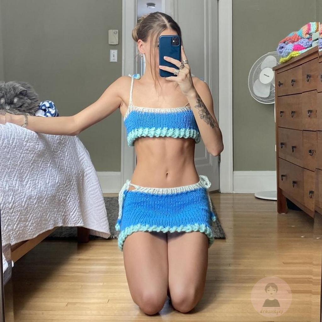 Bộ Áo Hai Dây + Chân Váy Ngắn Lưng Thun Thời Trang Cho Nữ