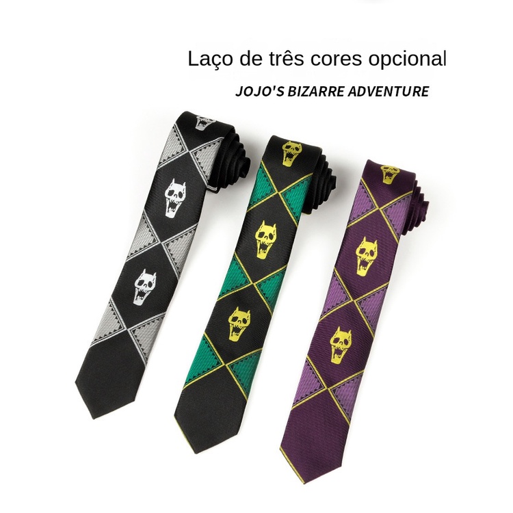 Cà Vạt Đen In Hình Đầu Lâu JOJO Phiêu Lưu Nhật Bản Cho Nam