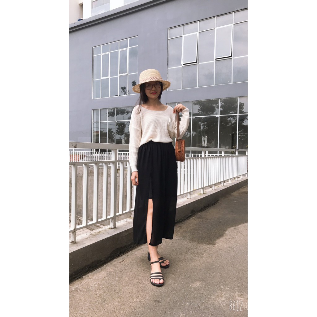 Chân váy voan dài xẻ tà cá tính + video ảnh thật | BigBuy360 - bigbuy360.vn