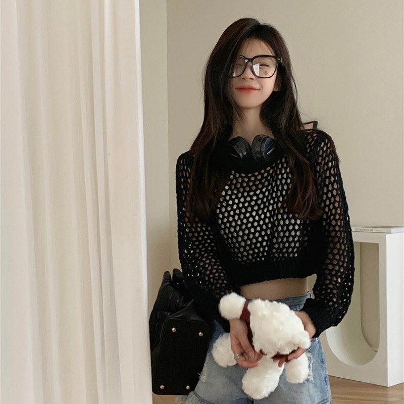 Áo Len Nữ Tay Dài Khoét Lỗ Thời Trang