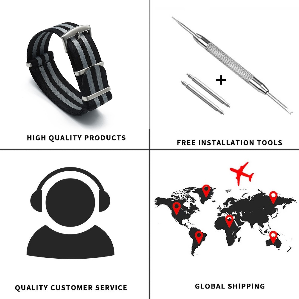 Dây Đeo Đồng Hồ Bằng Nylon Chất Lượng Cao 20mm 22mm