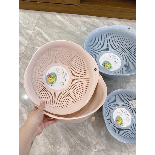 Hỏa tốc hcm - 2 thau 2 rổ nhựa cao cấp Inochi 30cm - màu ngẫu nhiên
