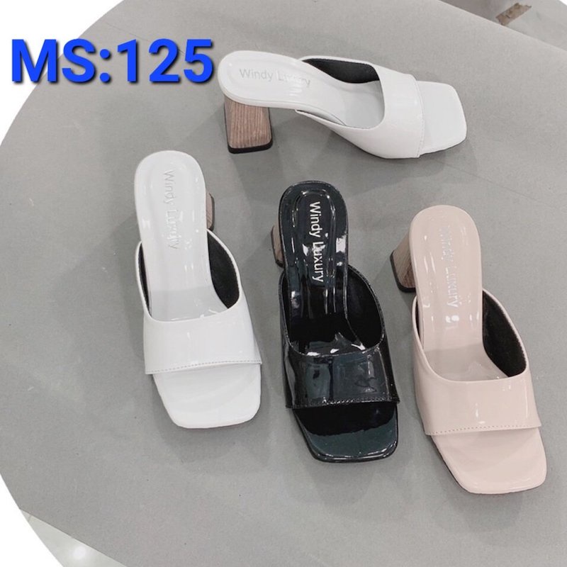 Dép Cao Gót Nữ 5 Phân Gót Vuông Vân Gỗ Dễ Thương - MS 125