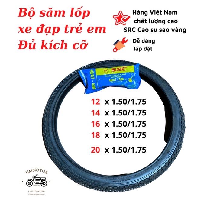 Săm Lốp Xe Đạp Trẻ Em đủ cỡ 12-14-16-18-20 (x1,5x1,75)