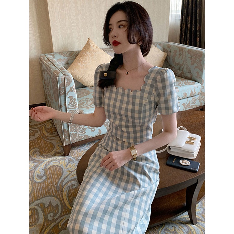 Đầm Tiểu Thư, Váy Tiểu Thư Mori Girl  Tay Phồng Họa Tiết Kẻ Siêu Ngọt Ngào Cho Nữ