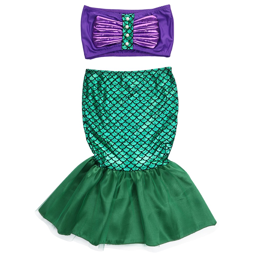❤XZQ-Baby Girls Little Mermaid Set Costume Bikini Swimwear Swimsuit Outfits Dress