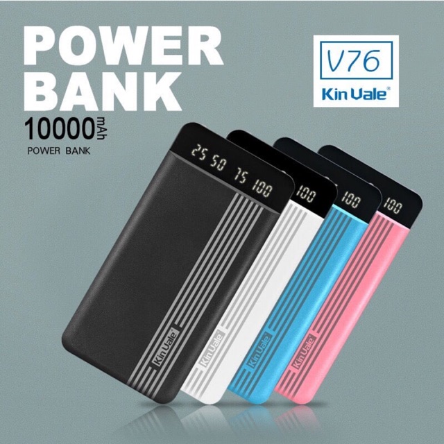 (BH 1 năm)SẠC DỰ PHÒNG KIN VALE V76 10.000MAH KIÊM ĐÈN PIN TIỆN LỢI