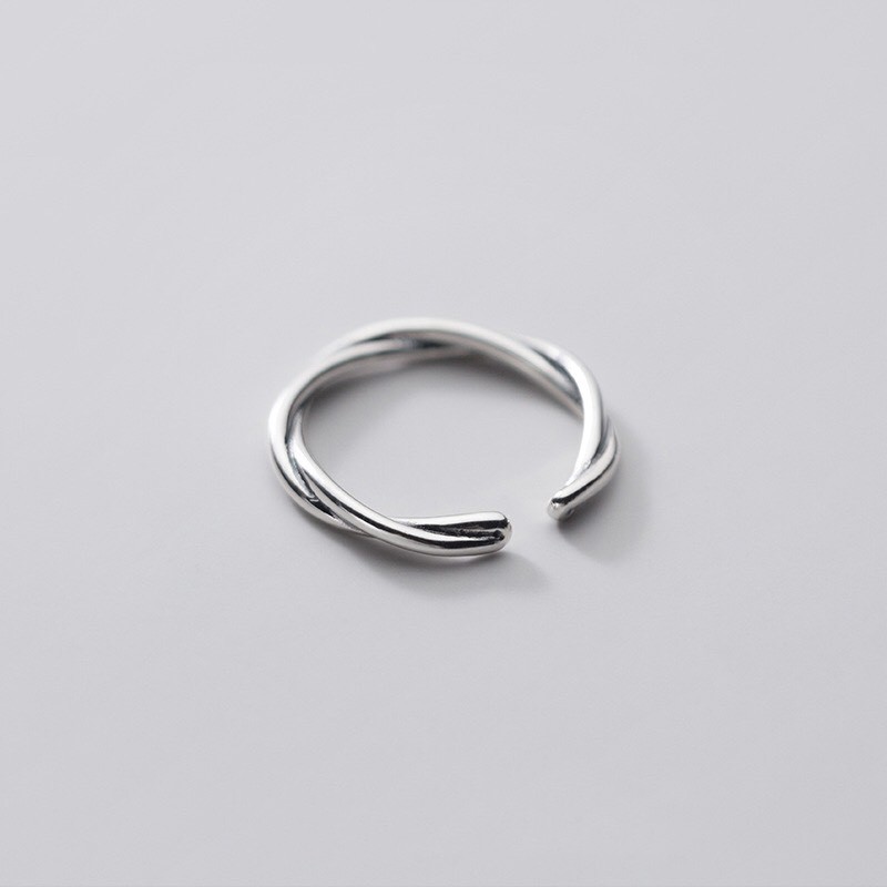 Nhẫn Bạc MIRASON Đan Chéo, Tròn, Basic Cá Tính MNH066 - Nhẫn Unisex Bạc 925 Cao Cấp
