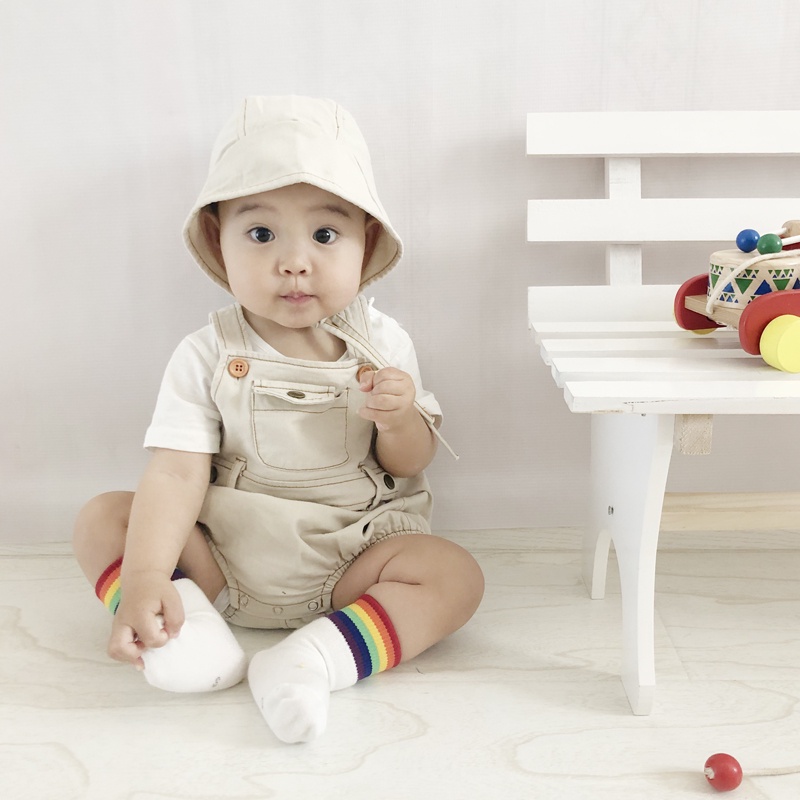 Set áo liền quần kiểu hai dây yếm mềm mại và nón vải denim thời trang mùa hè dành cho trẻ em