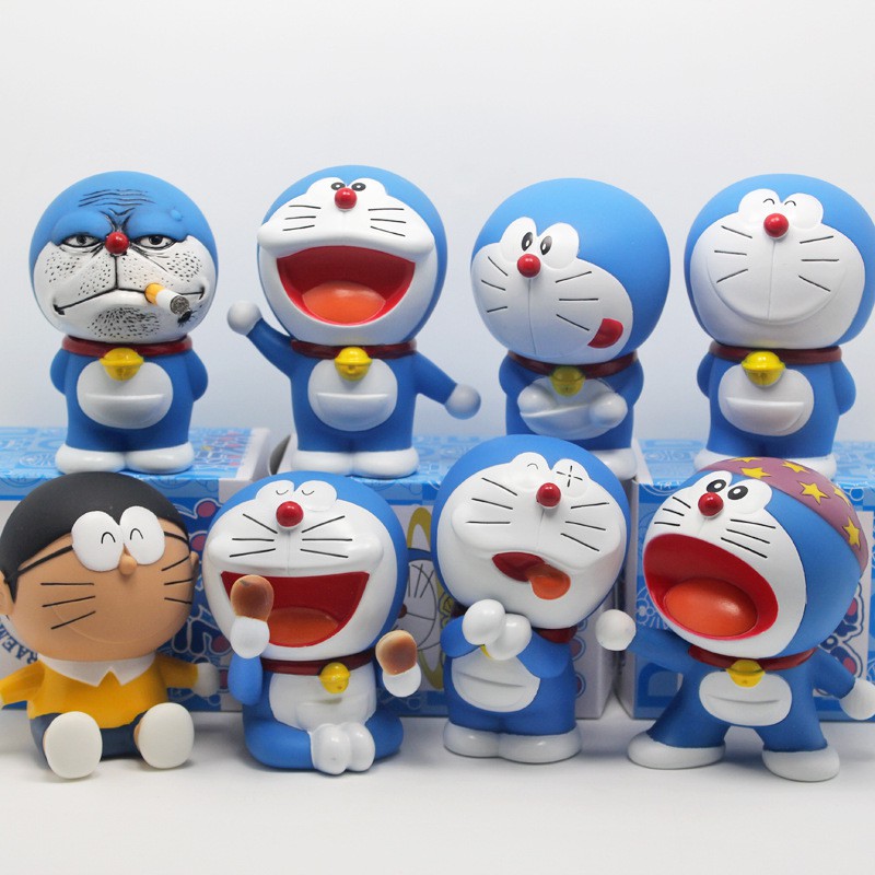 Mô hình mèo ú Doraemon đa sắc thái trang trí nhà cửa, bàn làm việc, bàn học, tủ sách, taplo ô tô, quà tặng