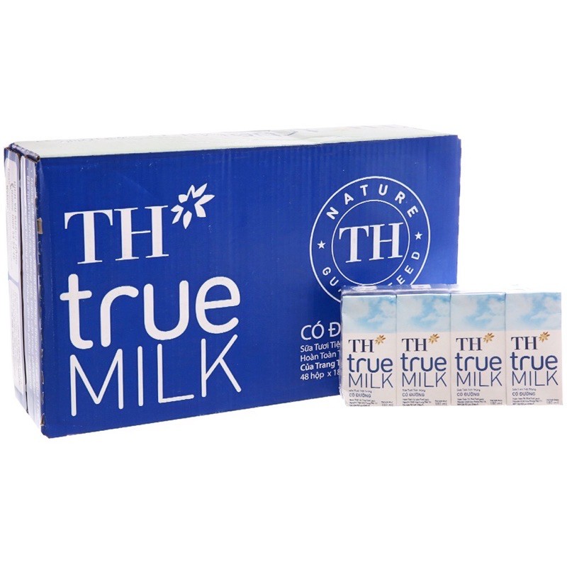 Thùng 48 Hộp Sữa Tươi TH True Milk Có Đường - 180ml ( Giá Trừ KM )