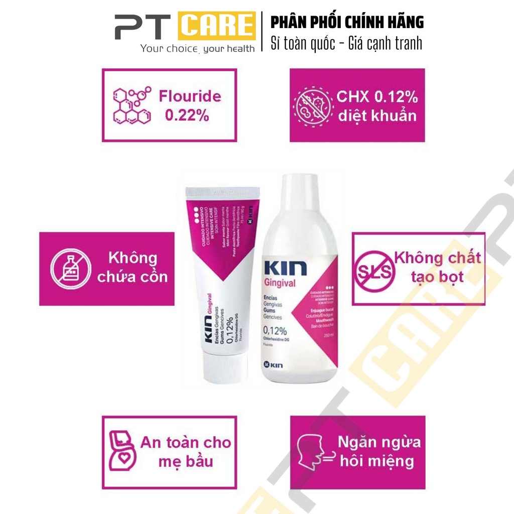 PT CARE | Nước Súc Miệng Kin Gingival Ngăn Ngừa Viêm Nướu 250ml