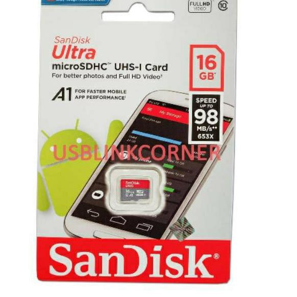 Micro Sd Sandisk Ultra Microsd 16gb A1 98mb / S Microsdhc Uhs-I