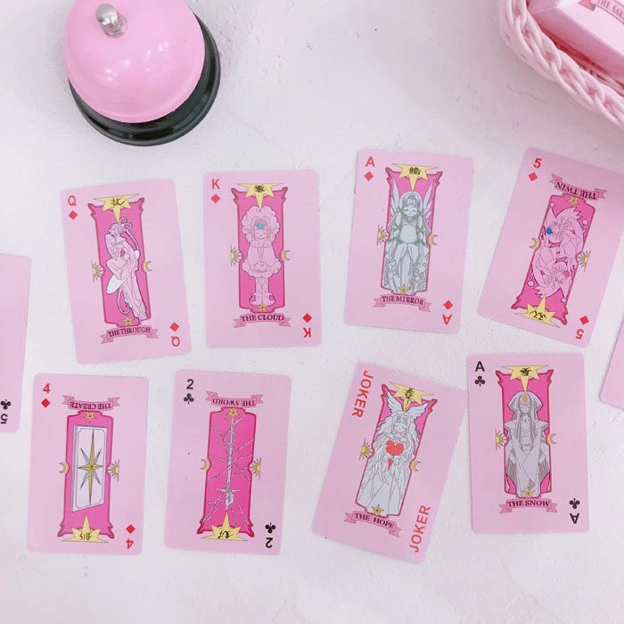 Bộ Bài Tây Màu Hồng In Hoạt Hình Sakura Dễ Thương