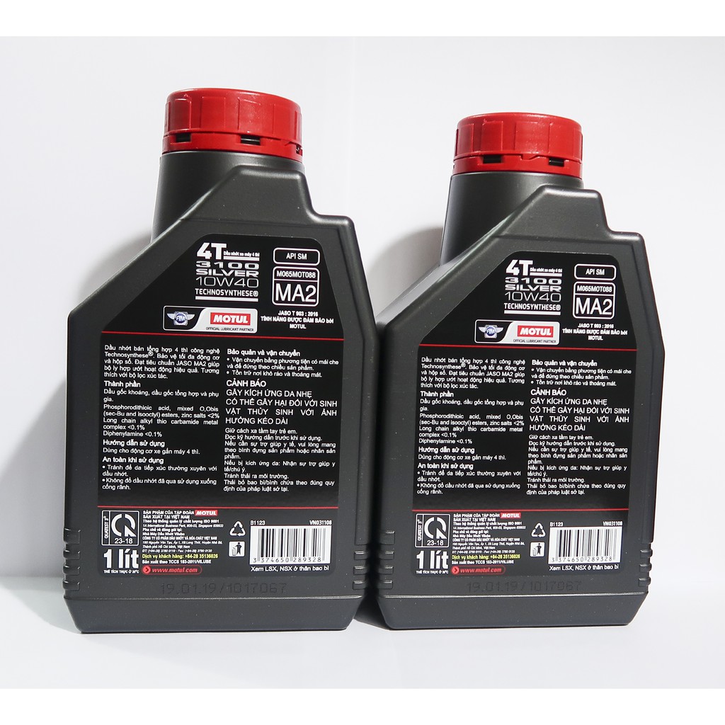 2 Chai Nhớt Motul 3100 Silver 10W40 Cao Cấp Cho Xe Số Và Côn Tay (2 x 1L)