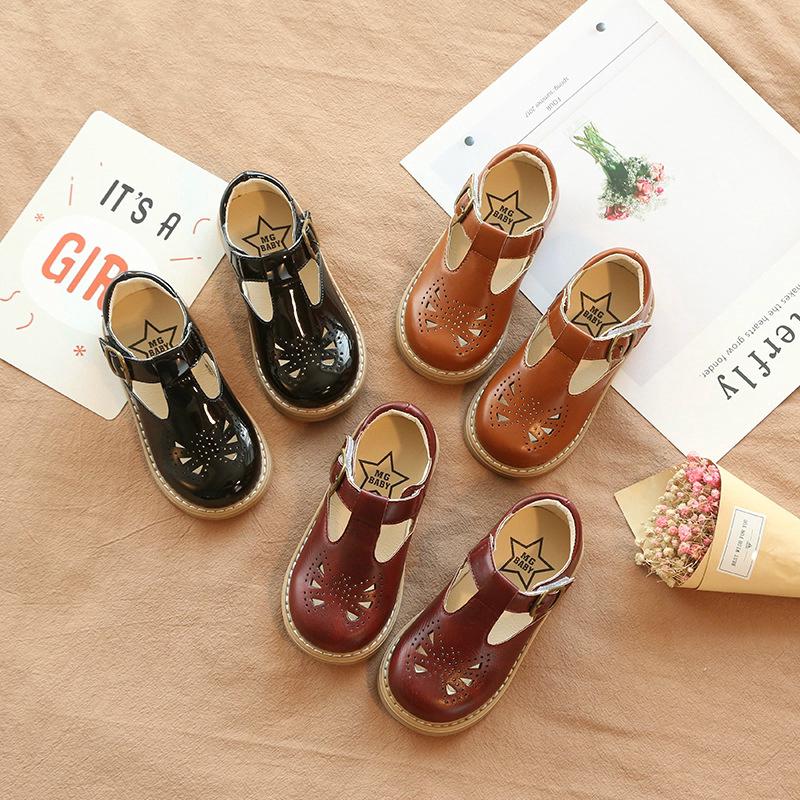 Giày da PU phong cách retro Hàn Quốc cho bé gái