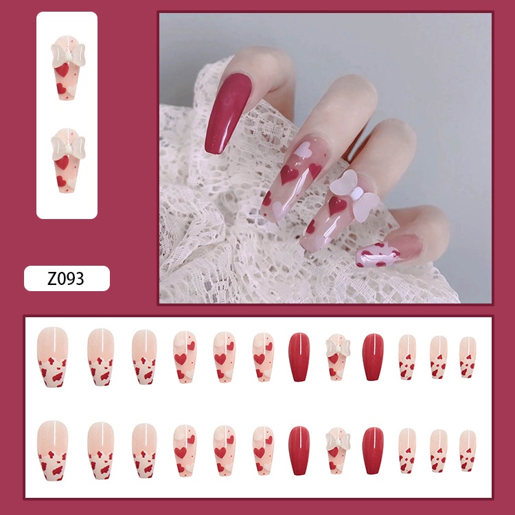 Set 24 Móng Tay Giả Đính Ngọc Trai / Kim Cương Giả Nhiều Màu