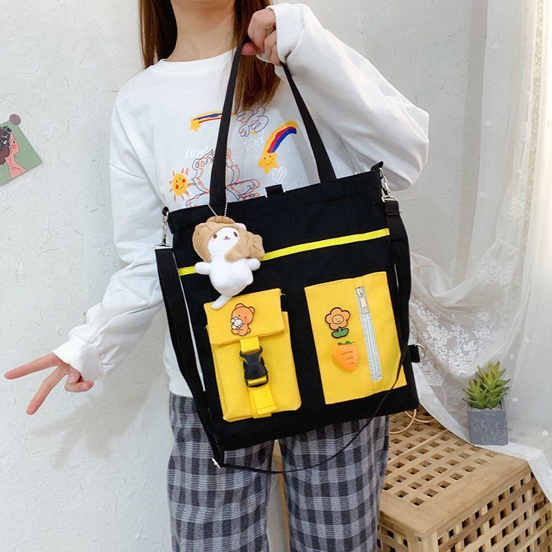 Túi đeo chéo, túi tote vải bố nhiều ngăn đi chơi, đi học