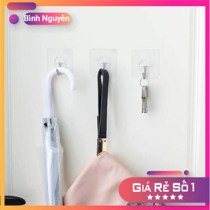Móc dán tường Treo Đồ Trong Suốt Combo 20 cái - Móc dính cường lực Siêu dính đa năng - 6x6 cm ( Giá Sỉ )
