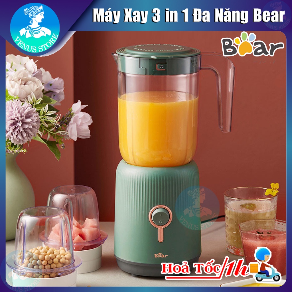 Máy Xay 3 Cối Đa Năng Bear LLJ C10P1 (BL-B10V2) - Máy Xay Sinh Tố Đa Năng Lưỡi Dao Sắc Bén Không Gỉ