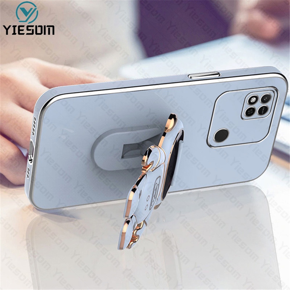 Ốp Điện Thoại Silicon Dẻo Họa Tiết Phi Hành Gia Lấp Lánh Kèm Giá Đỡ Cho Xiaomi Redmi 10C 10A 9C 9A 9T 9 8 8A