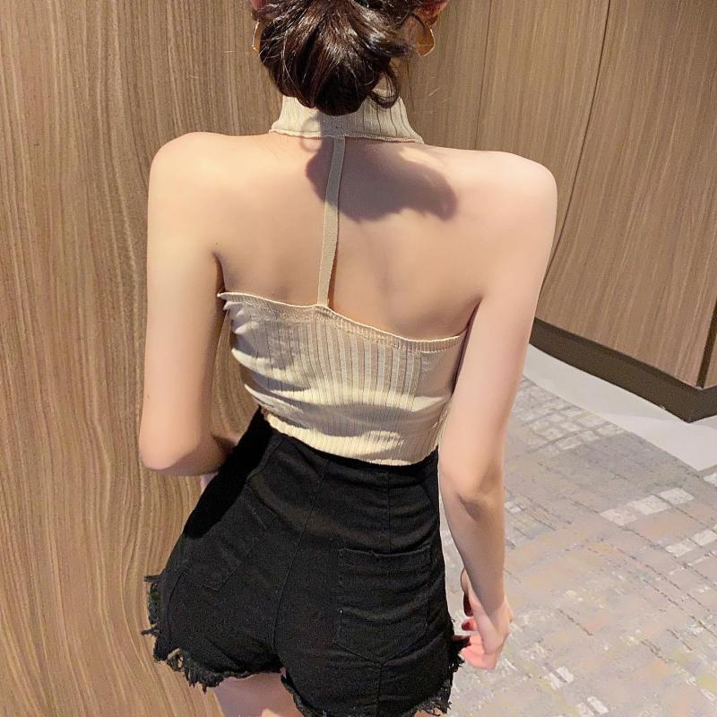 Camisole Zipper Knitted Necklace Base Lace Sexy Beauty Back Female Fashion