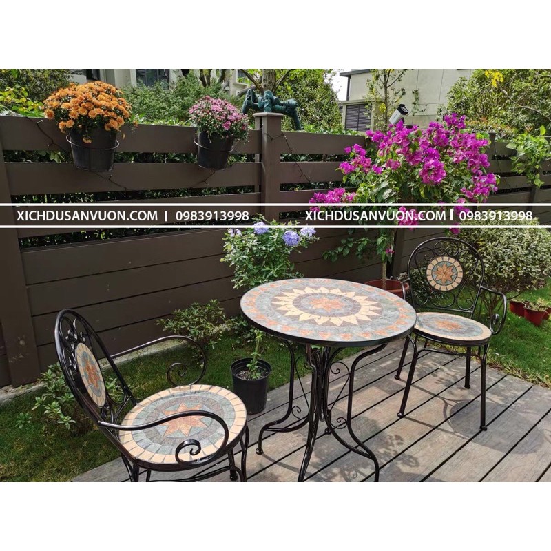 Bàn Ghế Ngoài Trời Mặt Đá Cao Cấp BG01