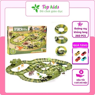 Bộ lắp ráp đường đua ô tô khủng long, đồ chơi lắp ghép đường ray cỡ lớn cho bé thoả sức sáng tạo TOPKIDS